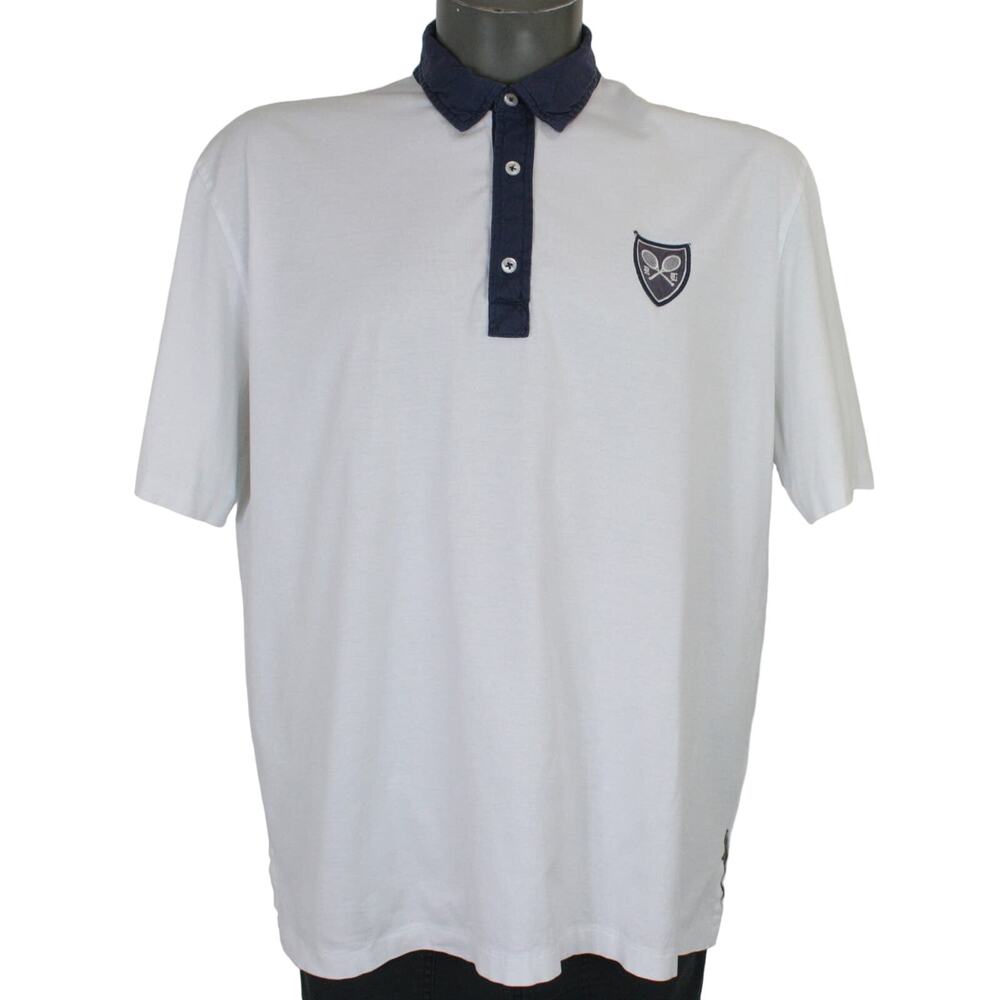 Vintage Polo Ralph Lauren Tennis Crest Polo Shirt Mens XL White Embroidered Logo